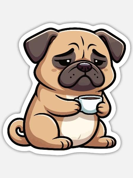 Mops Möpse Mopsbesitzer Mopsliebhaber Mopshalter - Sticker Größe S (10 x 10 cm) - Mattweiß