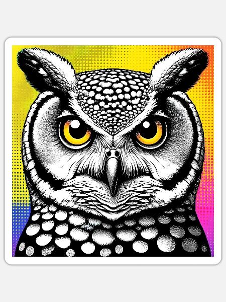 Eule - Sticker Größe S (10 x 10 cm) - Mattweiß