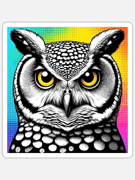 Eule - Sticker Größe S (10 x 10 cm) - Mattweiß