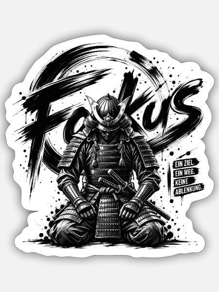 Focus Samurai - Sticker Größe S (10 x 10 cm) - Mattweiß