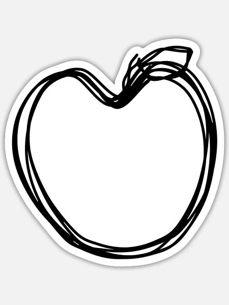 Apfel handgezeichnet - Sticker Größe S (10 x 10 cm) - Mattweiß