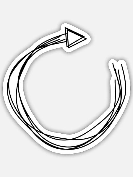 Kreispfeil handgezeichnet - Sticker Größe S (10 x 10 cm) - Mattweiß