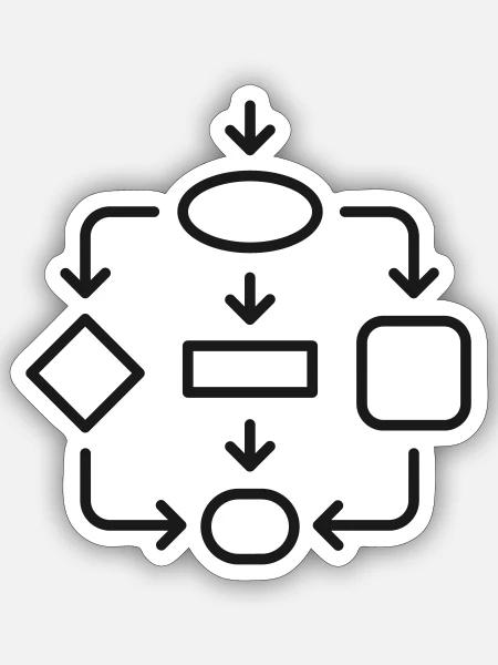 Algorithmus-Flussdiagramm-Linien-Symbol - Sticker Größe S (10 x 10 cm) - Mattweiß