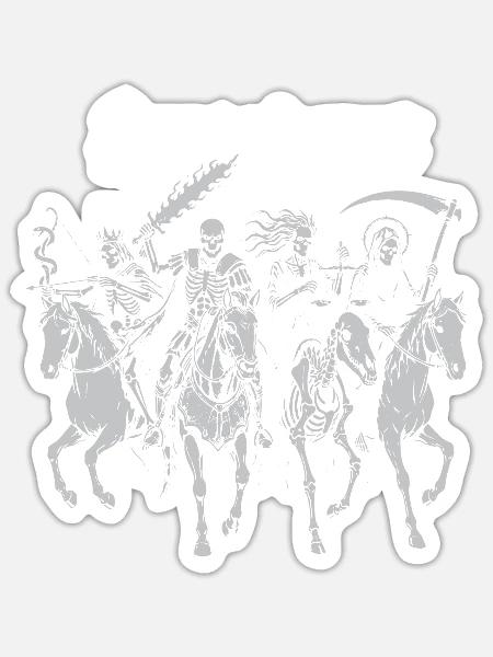 4 Reiter der Apokalypse - Sticker Größe S (10 x 10 cm) - Mattweiß