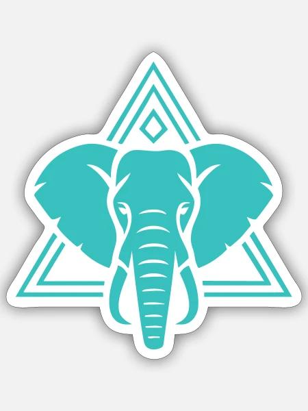 Türkiser Elefant mit geometrischem Muster - Sticker Größe S (10 x 10 cm) - Mattweiß