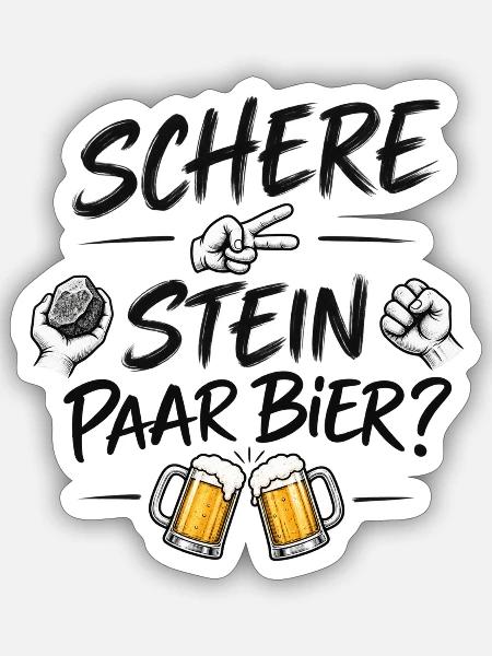 Bier? Oder Schere, Stein, Papier? - Sticker Größe S (10 x 10 cm) - Mattweiß