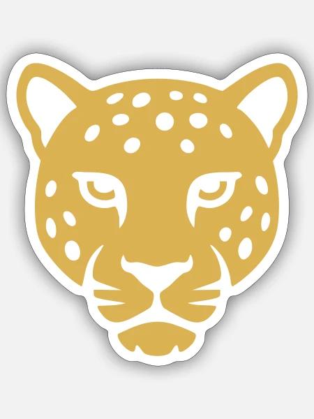 Diskreter minimalistischer Leopard in Gold - Sticker Größe S (10 x 10 cm) - Mattweiß