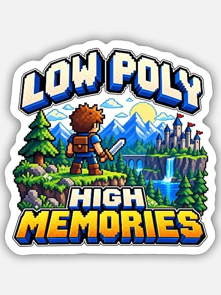 Low Poly – Hohe Erinnerungen - Sticker Größe S (10 x 10 cm) - Mattweiß