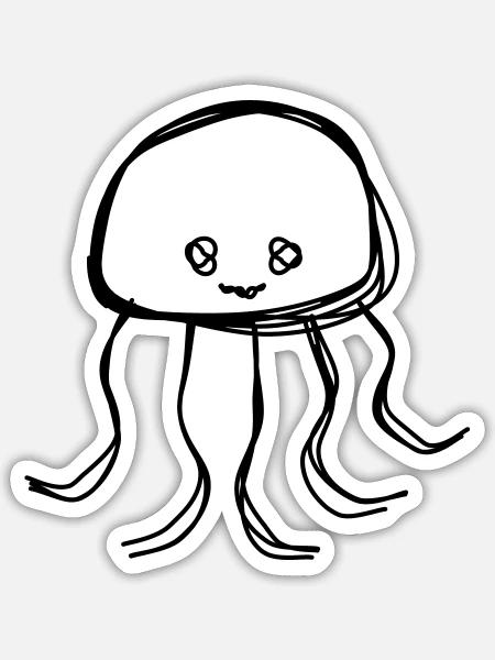 Krake handgezeichnet - Sticker Größe S (10 x 10 cm) - Mattweiß