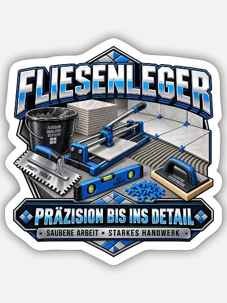 Fliesenleger Präzision Bis Ins Detail - Sticker Größe S (10 x 10 cm) - Mattweiß