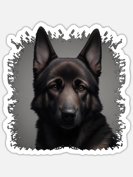 Dunkler Schäferhund  - Sticker Größe S (10 x 10 cm) - Mattweiß