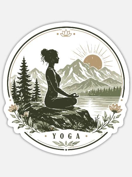  Meditation Yoga Relaxing Pilates Spiritual-Sport - Sticker Größe S (10 x 10 cm) - Mattweiß