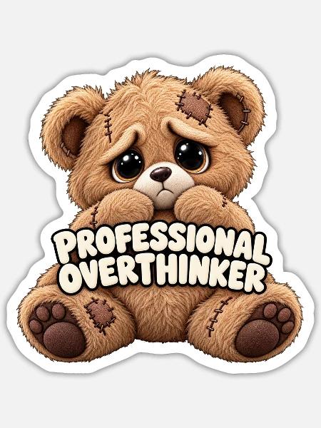 Professioneller Grübler Bär - Sticker Größe S (10 x 10 cm) - Mattweiß