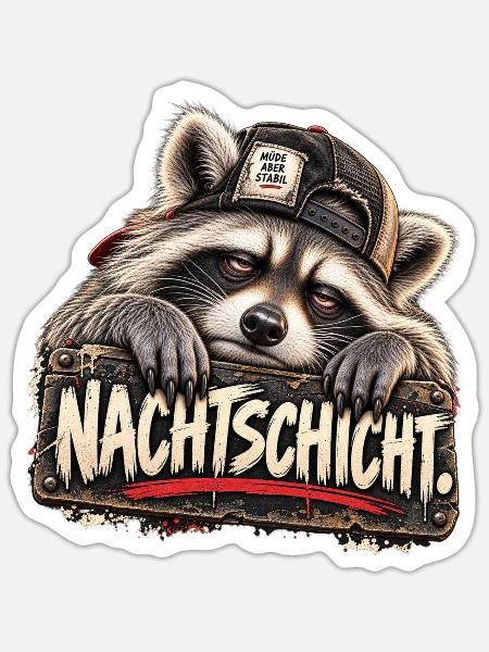 Nachtschicht – Müde aber stabil - Sticker Größe S (10 x 10 cm) - Mattweiß
