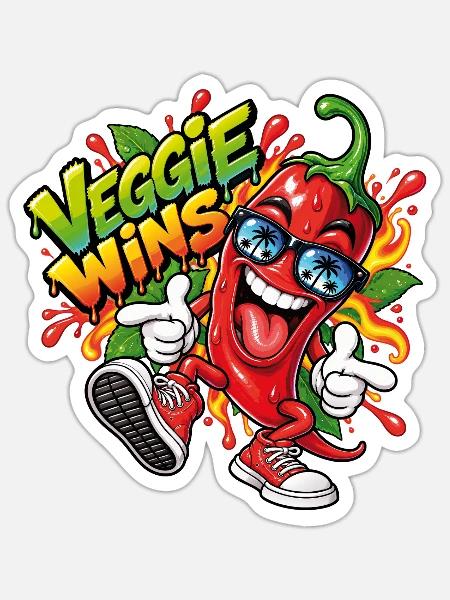 Lustige Peperoni - Sticker Größe S (10 x 10 cm) - Mattweiß