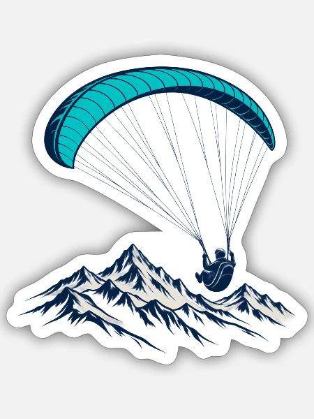 Blauer Berggipfel Paragleiten - Sticker Größe S (10 x 10 cm) - Mattweiß