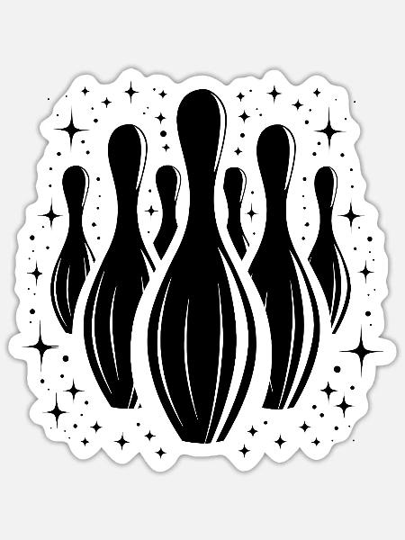Kegel Bowling - Sticker Größe S (10 x 10 cm) - Mattweiß