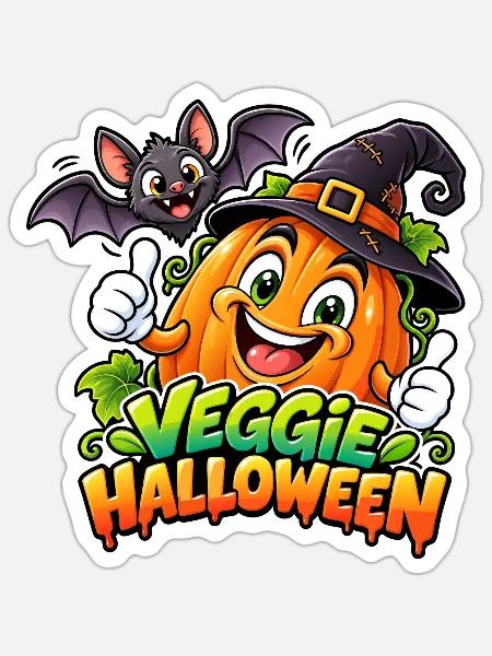 Kürbis Veggie Halloween Spaß - Sticker Größe S (10 x 10 cm) - Mattweiß