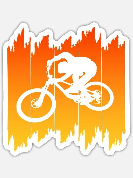 Radfahrer Silhouette Sonnenaufgang Biker - Sticker Größe S (10 x 10 cm) - Mattweiß