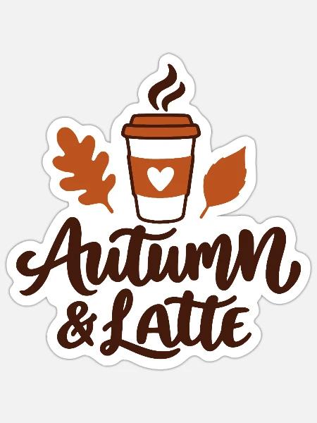 Herbst- und Latte-Cozy Herbstkaffee-Liebhaber - Sticker Größe S (10 x 10 cm) - Mattweiß