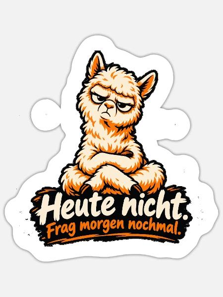 Heute nicht – Alpaka Spruch lustig Morgenmuffel - Sticker Größe S (10 x 10 cm) - Mattweiß