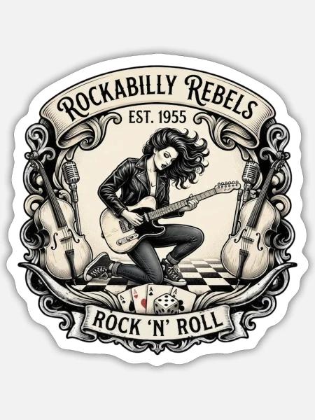 Rockabilly Rebellen 1955 Motiv - Sticker Größe S (10 x 10 cm) - Mattweiß