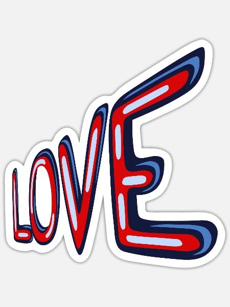 Liebe im Neon-Retro-Stil - Sticker Größe S (10 x 10 cm) - Mattweiß