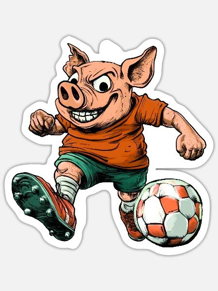 Schweine Fussball - Sticker Größe S (10 x 10 cm) - Mattweiß