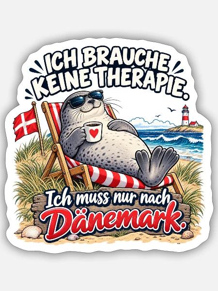 Dänemark-Urlaubswitz am Strand - Sticker Größe S (10 x 10 cm) - Mattweiß