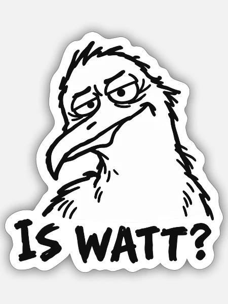 IS WATT? – Misstrauische Möwe - Sticker Größe S (10 x 10 cm) - Mattweiß
