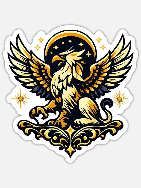 Phönix im Sternenkranz - Sticker Größe S (10 x 10 cm) - Mattweiß