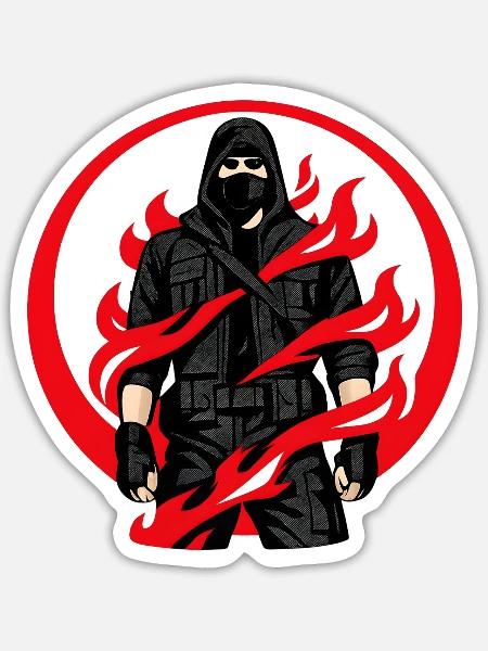 Ninja Flammenkreis - Sticker Größe S (10 x 10 cm) - Mattweiß