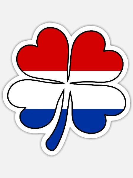 Holland Flagge Kleeblatt - Sticker Größe S (10 x 10 cm) - Mattweiß