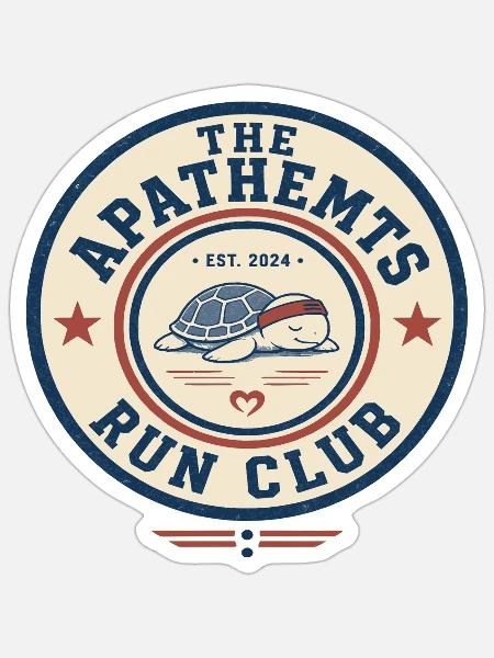 Schildkröten Run Club - Sticker Größe S (10 x 10 cm) - Mattweiß