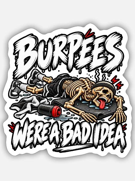 Burpees waren keine gute Idee - Sticker Größe S (10 x 10 cm) - Mattweiß