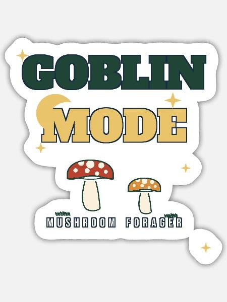 Goblin-Modus Pilzsammler - Sticker Größe S (10 x 10 cm) - Mattweiß