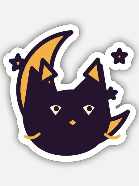 Mondkatze im Traumlicht - Sticker Größe S (10 x 10 cm) - Mattweiß