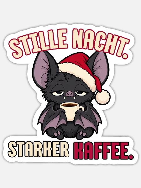 Stille Nacht starker Kaffee - Sticker Größe S (10 x 10 cm) - Mattweiß