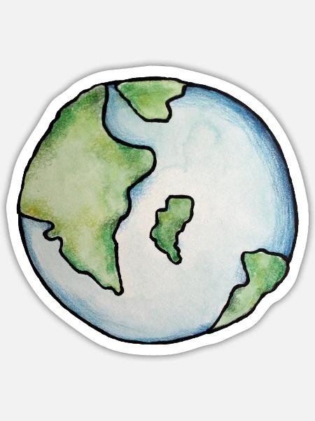 Aquarell-Erdkugel-Druck - Sticker Größe S (10 x 10 cm) - Mattweiß