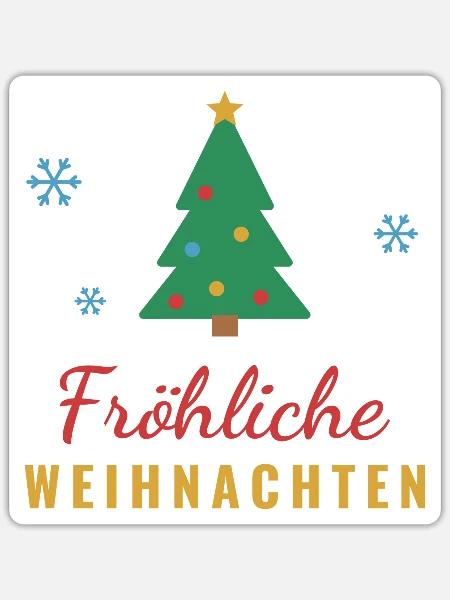 Fröhliche Weihnachten – Tannenbaum - Sticker Größe S (10 x 10 cm) - Mattweiß