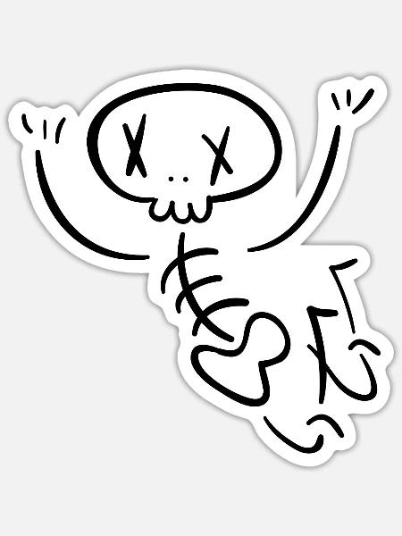 Skelett Design – Gruselig & Cool - Sticker Größe S (10 x 10 cm) - Mattweiß