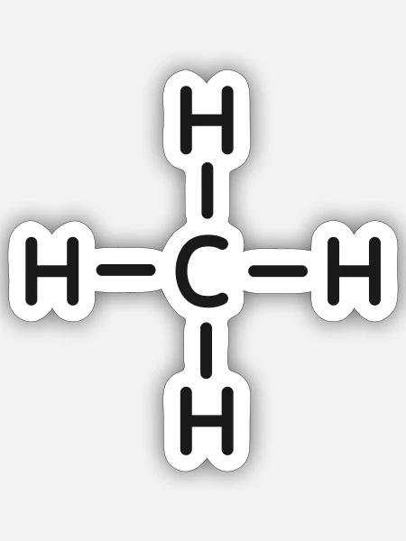 Methanmolekül CH4-Liniensymbol - Sticker Größe S (10 x 10 cm) - Mattweiß