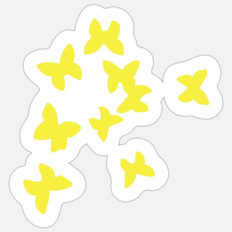 Oiseaux d'été jaune - Sticker taille S (10 x 10 cm) - blanc mat