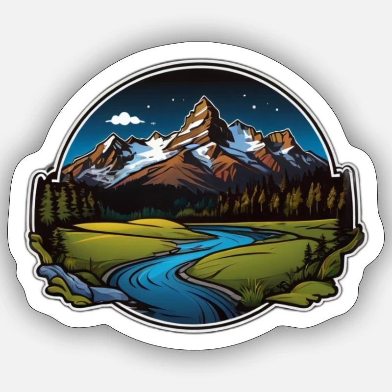 Schweizer Berge - Sticker Größe S (10 x 10 cm) - Mattweiß