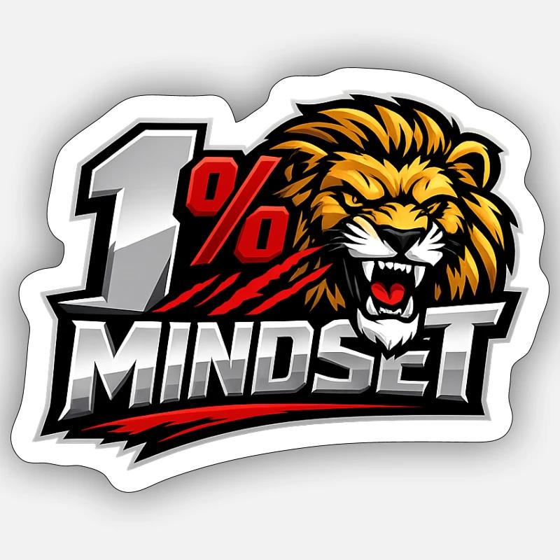1% Mindset Löwen-Logo - Sticker Größe S (10 x 10 cm) - Mattweiß