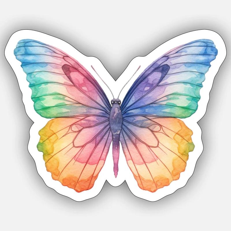 Papillon arc-en-ciel Sticker taille S (10 x 10 cm)