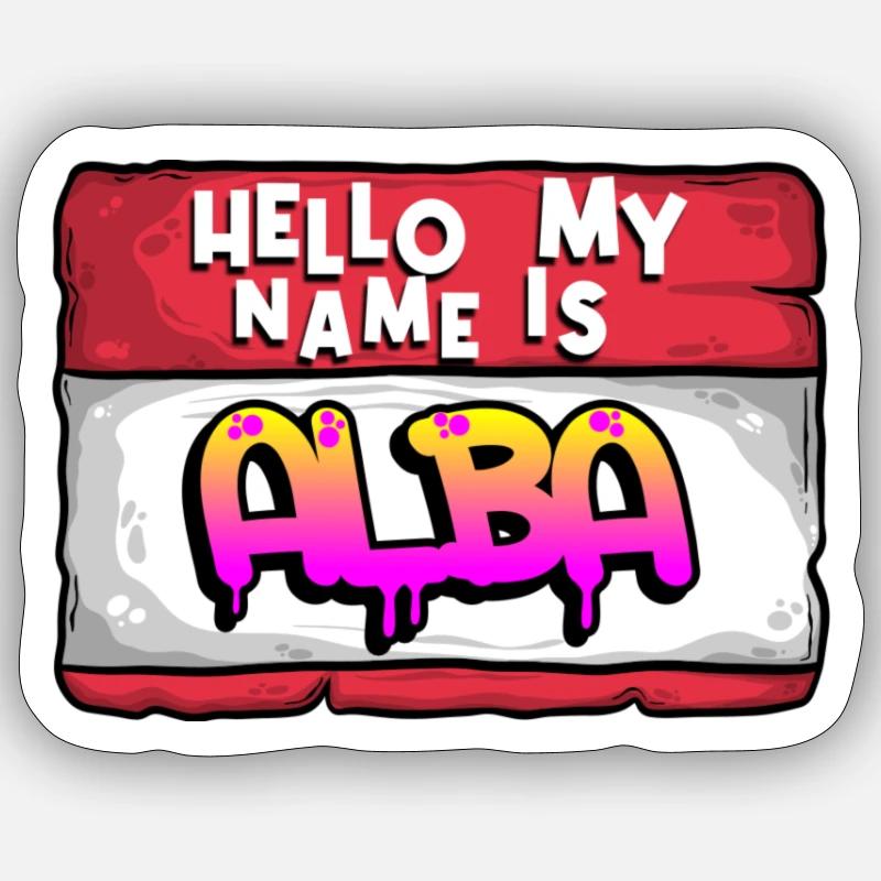 Prénom Alba - Sticker taille S (10 x 10 cm) - blanc mat