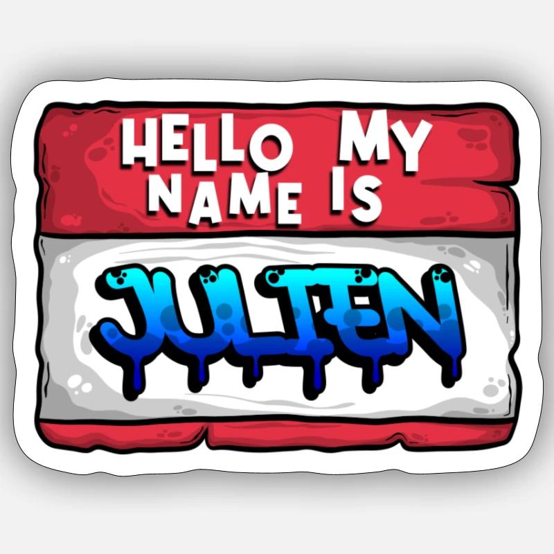 Prénom Julien - Sticker taille S (10 x 10 cm) - blanc mat