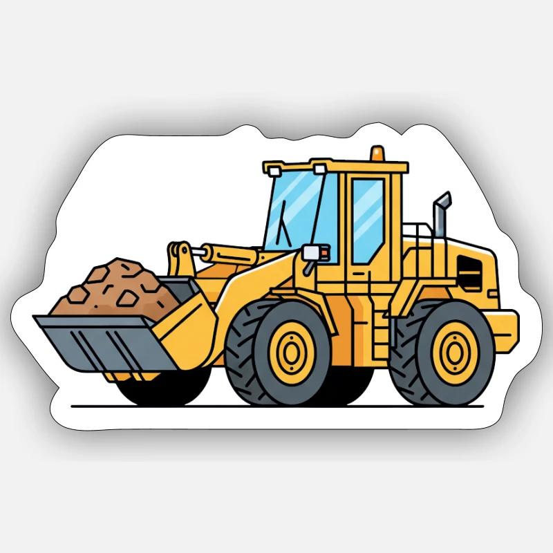 Radlader Baumaschine - Sticker Größe S (10 x 10 cm) - Mattweiß