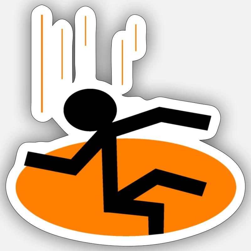 Stickman tombe dans le trou Sticker taille S (10 x 10 cm)